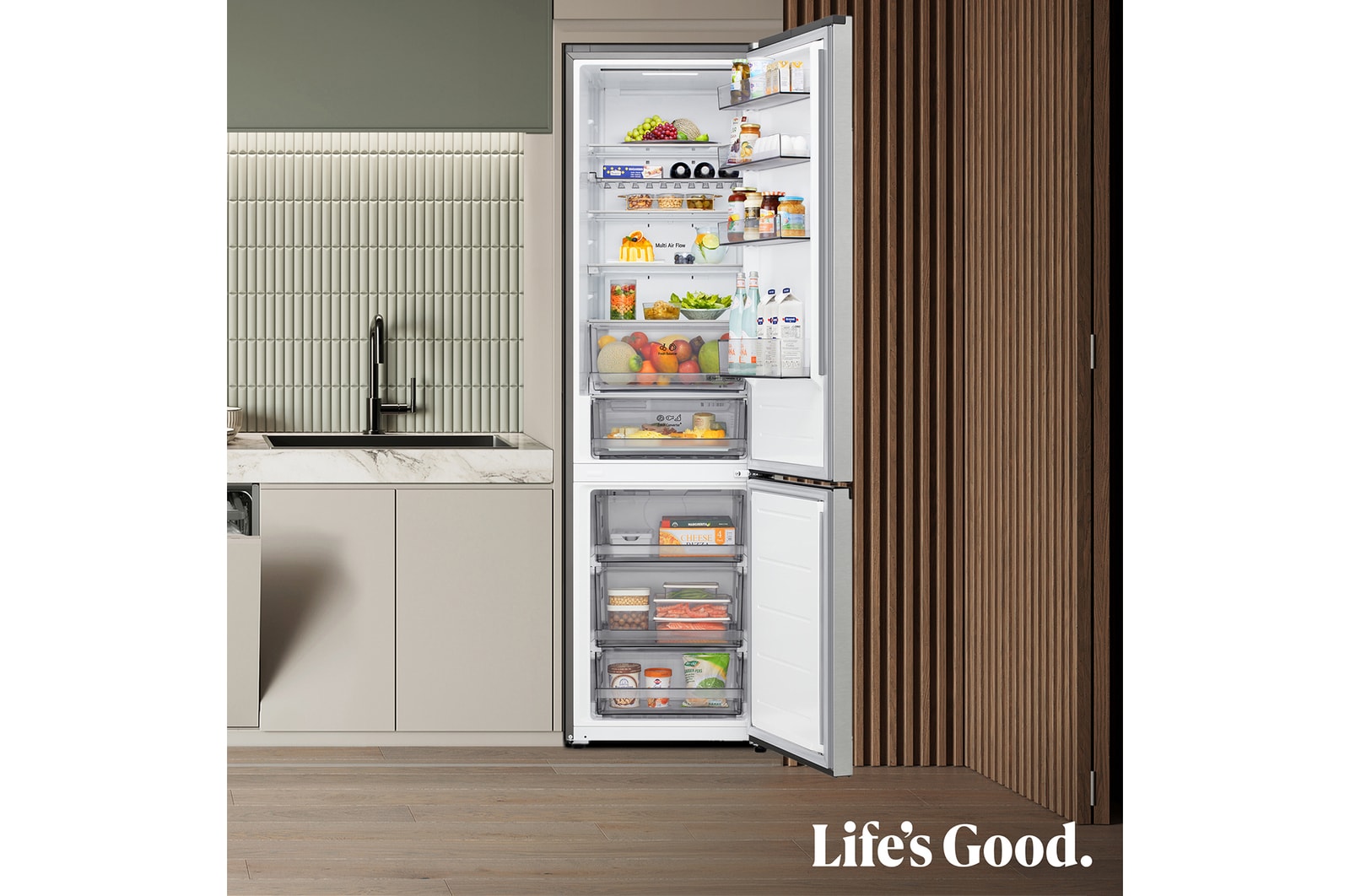 LG Frigorífico Combi | LG GBBS313CPY DoorCooling+, 1,86m, capacidad de 333l, Serie 300, Clasificación C, Inox antihuellas, GBBS313CPY